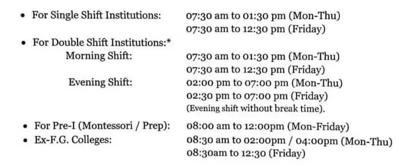  New School Timings 